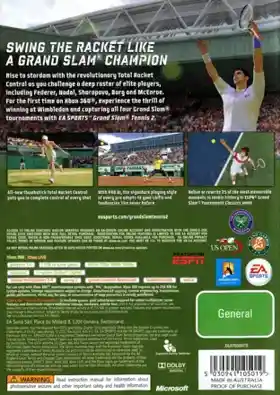 Grand Slam Tennis 2 (USA) box cover back